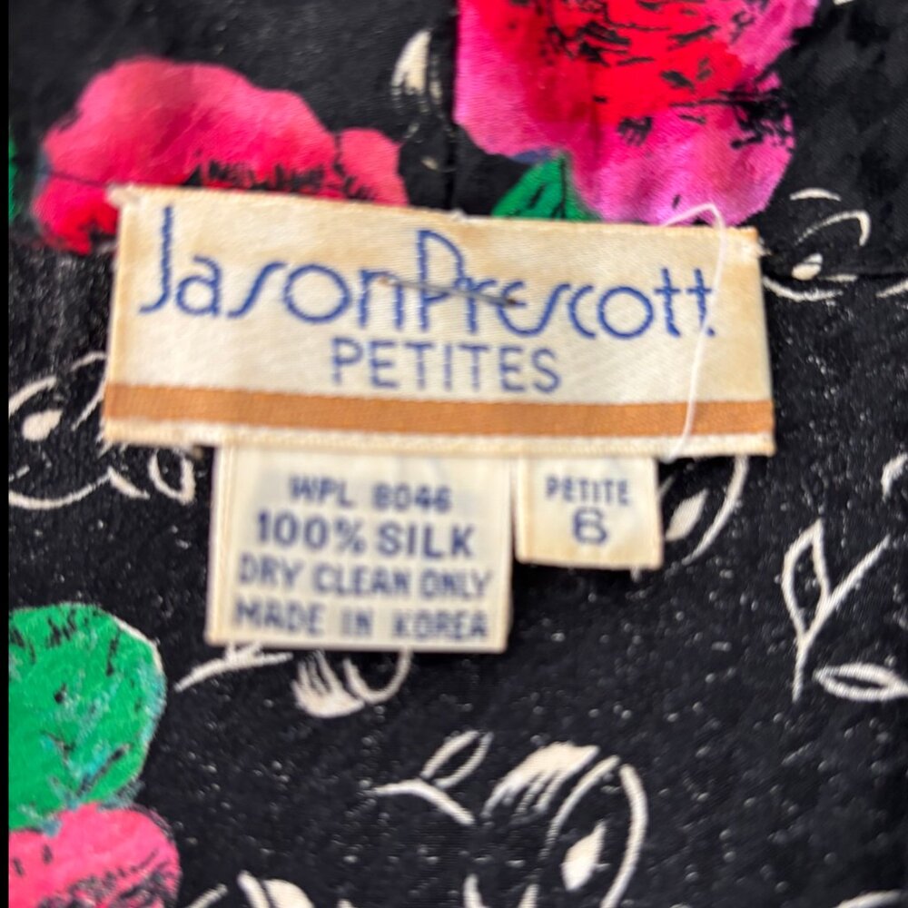 Jason Prescott Petite Silk Skirt‎ Set sz 8P Floral Asian 80s 2-Piece Vintage - Picture 5 of 11